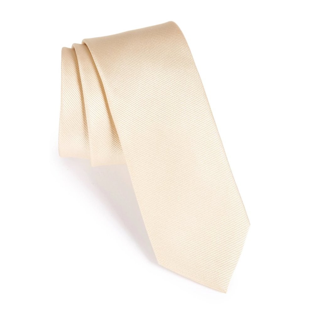 The Tie Bar Grosgrain Solid Light Champagne Tie 58 inch
